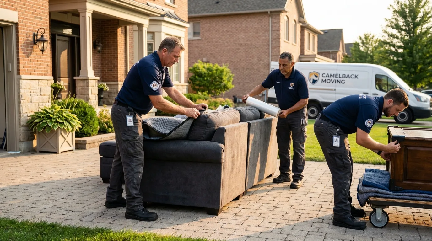 Large estate moving crew wrapping furniture in Oak Hill, WV