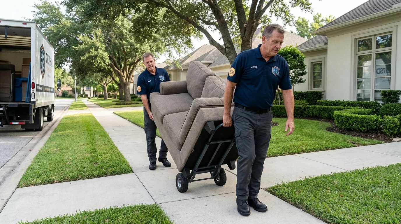 Local residential moving crew loading furniture in Oak Hill, WV
