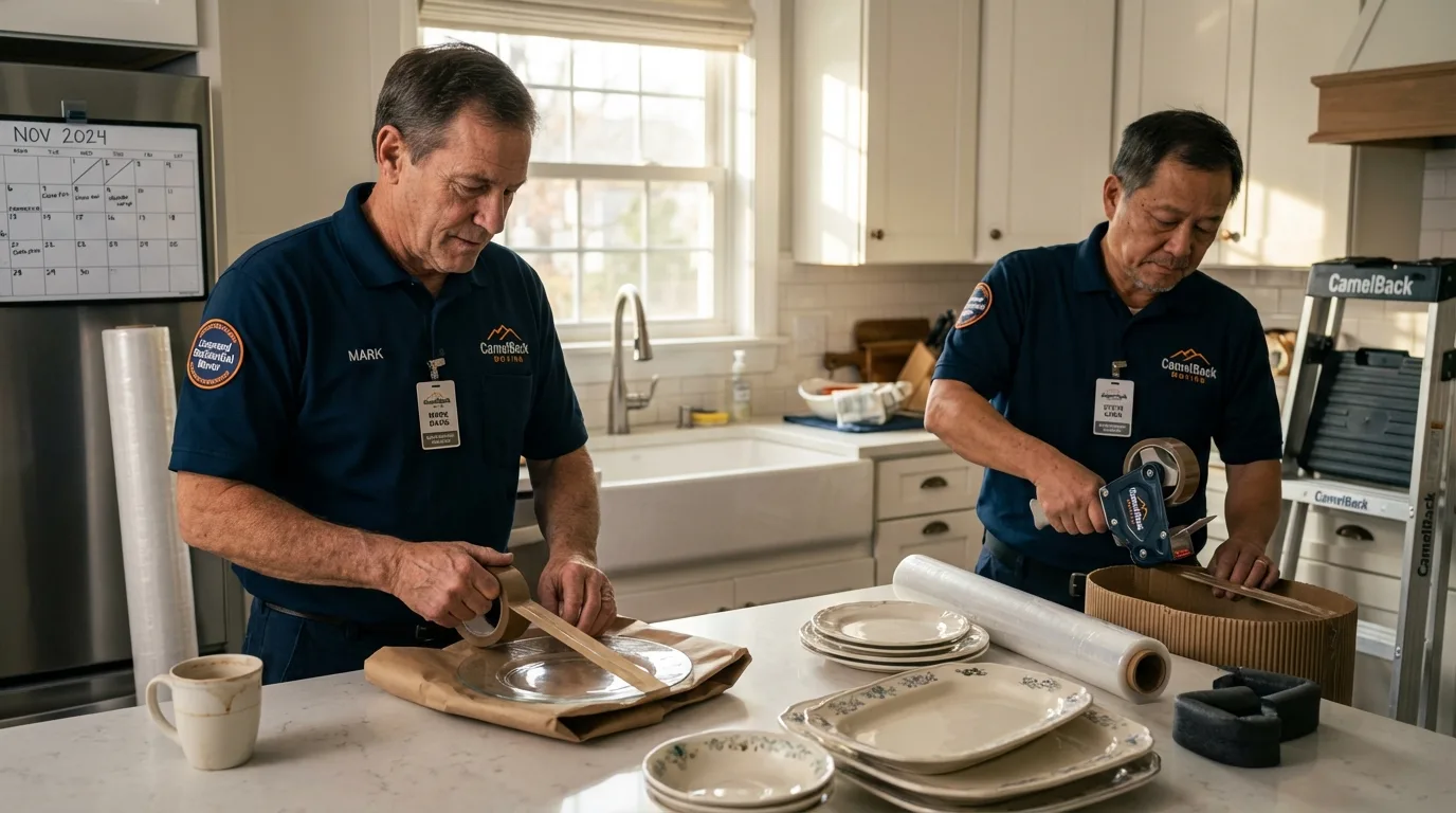 Professional crew packing kitchen dishware in Oak Hill, WV